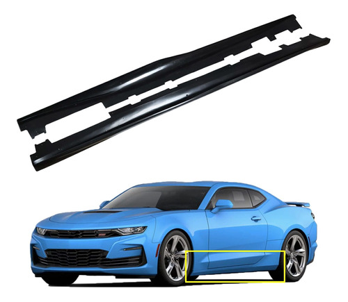 2 Falda Lateral Repuesto Plastico Negro Para Camaro Rs Ss