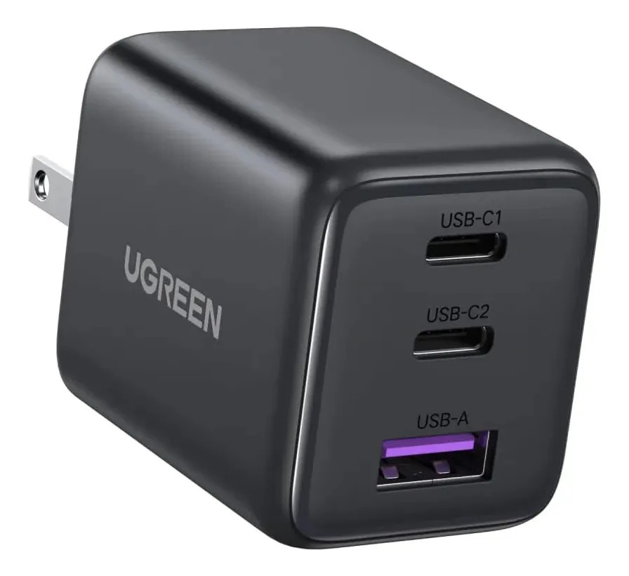 Ugreen Mini Cargador Usb-c Y Usb-a, De 3 Puertos De 30 W Iph Negro