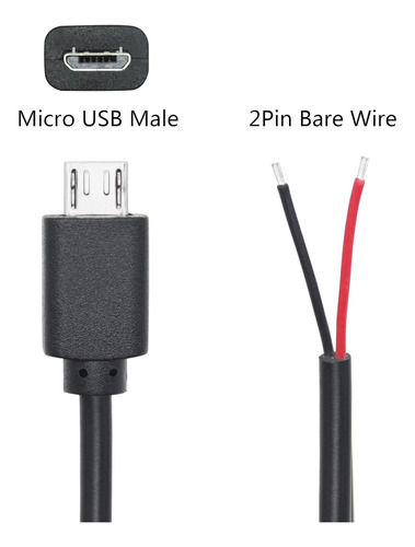 Cable Corto Micro Usb Macho De 2 Pinos, Cable Micro Usb De 1