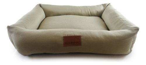 Cama Kaminha Pet Sarja Cachorro Gato Pequena Lavável Caqui Desenho Liso