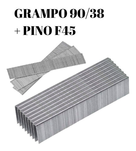 Grampo 90/38 Mm + Pino F45 P/ Grampeador Pinador Pneumatico