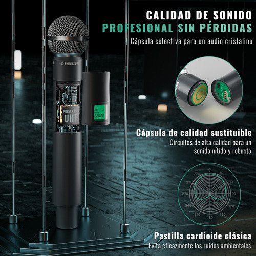 Sistema Micrófono Inalámbrico 4 Canales Microfono Phenyx Pro