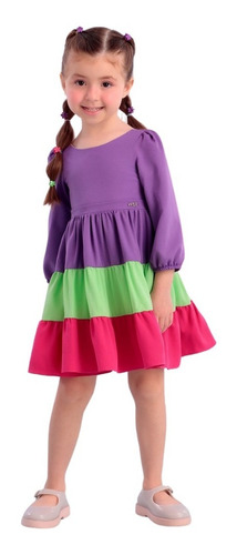 Imagem 2 de 3 de Vestido Infantil 3 Marias Inverno Mon Sucré Bloom 22240 B.e.