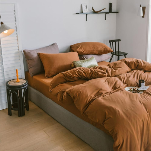 Wellboo Edredon Naranja Calabaza Juego De Cama Matrimonial