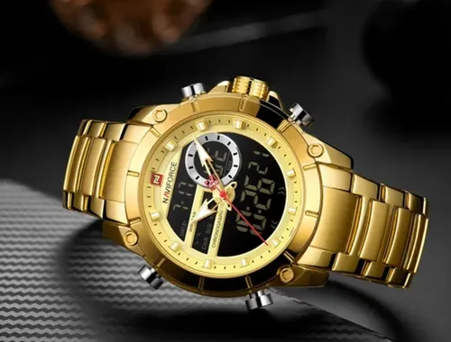Reloj pulsera Naviforce NF9163 de cuerpo color dorado anal gico