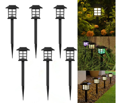 6 Faroles Led Solares, Con Estaca De Jardín