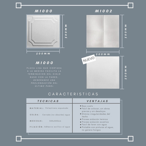 Placa Decorativa Para Cielorraso Techo De Telgopor
