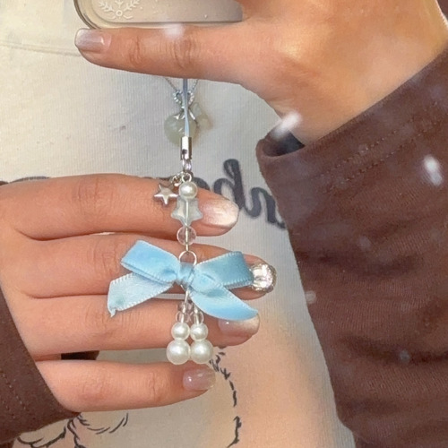 Chaveiro Com Pingente De Telefone Lanyard Bowknot Bow Pearl,