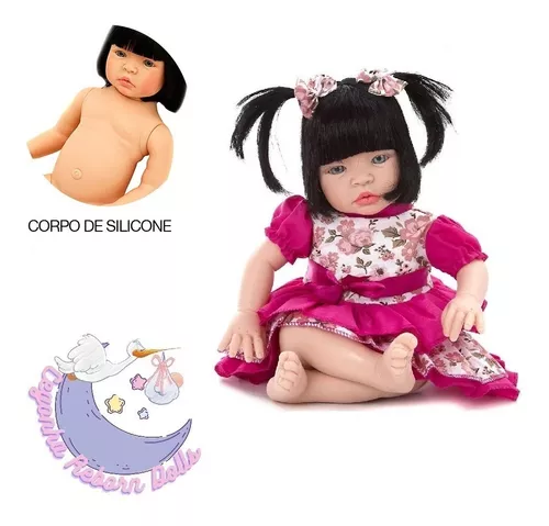 Boneca Bebê Reborn Grande Morena 52cm Silicone + Enxoval - Cegonha Reborn  Dolls - Bonecas - Magazine Luiza