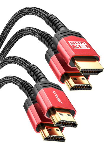 Cable Hdmi Jsaux, Largo De 1.83 M, 48 Gbps, 8k, Rojo
