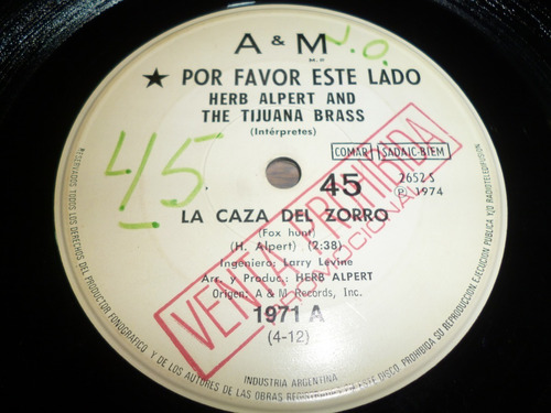 Lp Vinilo -  Simple - Herb Alpert - La Caza Del Zorro