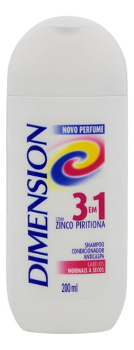 Shampoo Dimension 3 Em 1 Anticaspa 200ml - Normais A Secos