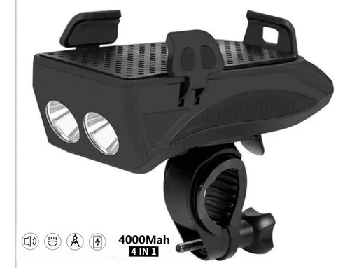 Luz Bocina Bicicleta Foco Power Bank Soporte Celular Usb