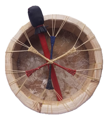 Tambor Para Temazcal De 35 Cm. Echo A Mano De Piel De Res