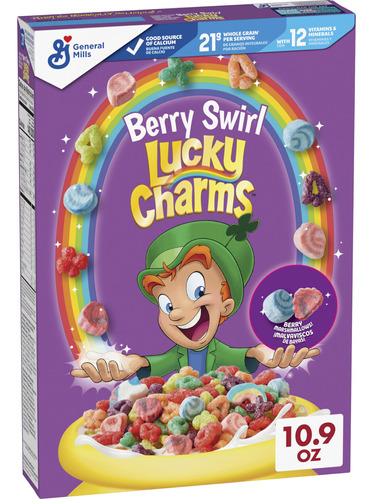 Lucky Charms Berry Swirl Cereal Para El Desayuno Con Malvavi