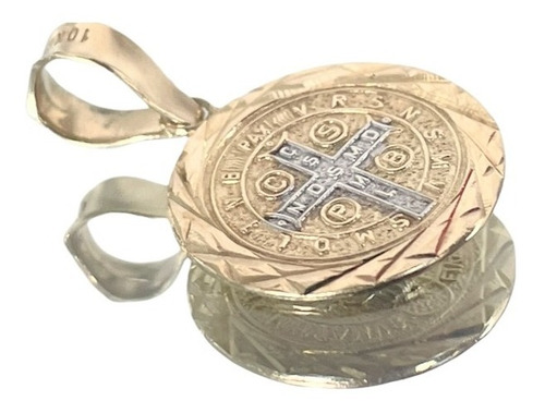 Medalla San Benito Rd Orilla Diam. Benito Oro Bco 1.3cm 10k