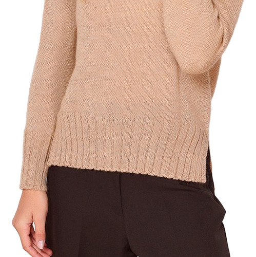 Sweater Polera Clásica Tejida Para Mujer De Lana
