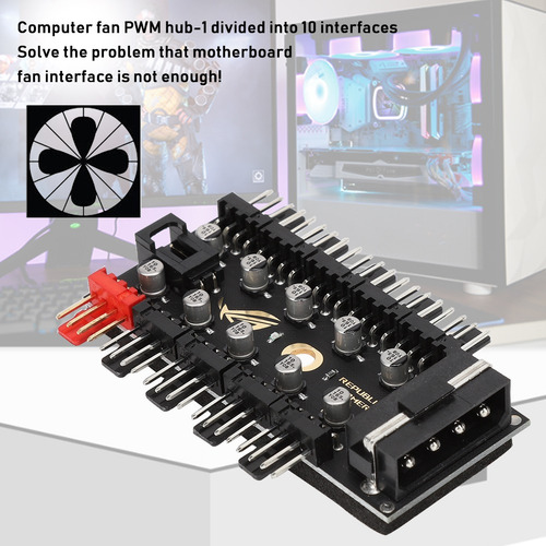 Wendry Pc Fan Hub, Chasis De Ordenador De 10 Canales De Alta