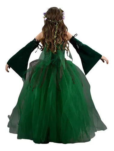 Disfraz De Princesa Elfa Del Bosque Para Niñas, Fiesta De Ha