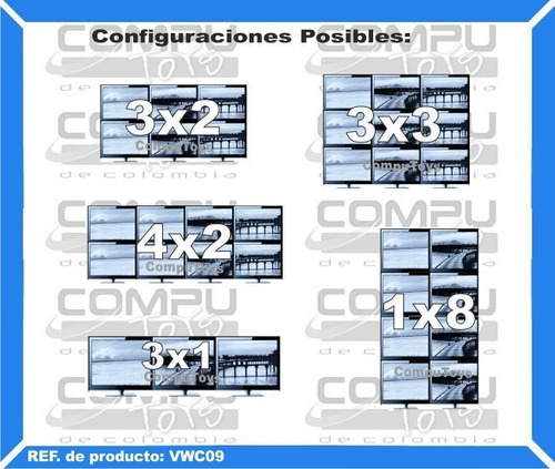 Matriz Videowall 9 Pantallas 3x3 Ref: Vwc09 Computoys Sas