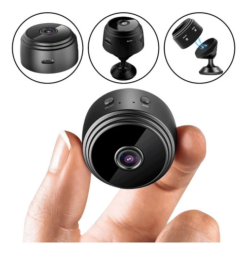 Mini Câmera A9 Hd 1080p Magnético Conexão Wifi Cor Preto
