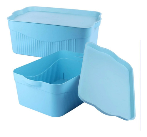 Caixa Organizadora Plástico 39x15 Empilhável Azul