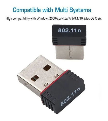 Imagen 4 de 4 de Antena Usb Wifi Tarjeta Nano Adaptador 150mbps 802.11n Pc