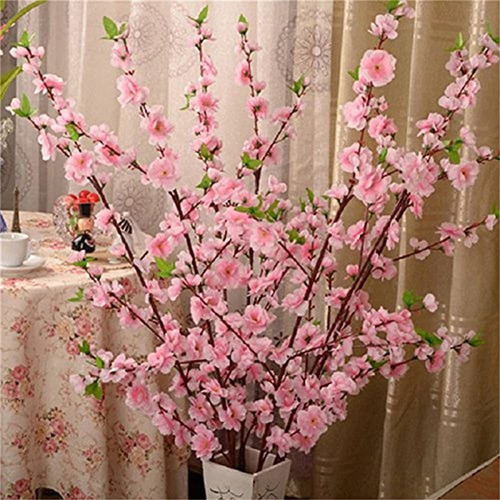 Asdomo 10pcs Artificial Cherry Blossom Branches Silk Spring 