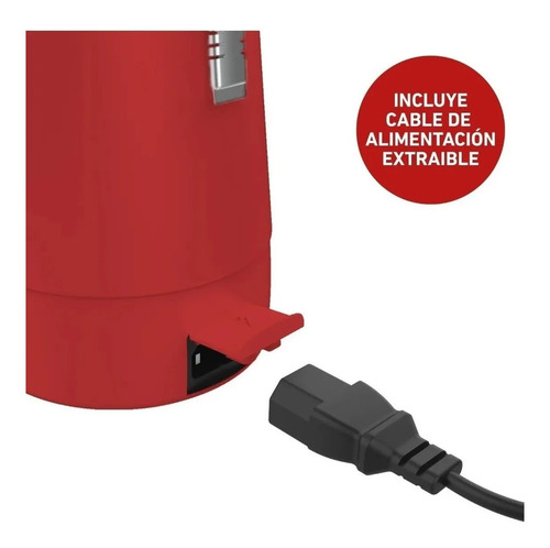 Imagen 5 de 8 de Jarra Electrica Peabody Termo Electirco 1 Litro E-termo 700w Color Rojo