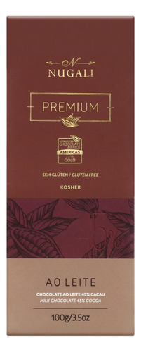 Chocolate ao Leite 45% Cacau Nugali Premium Caixa 100g