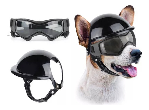 Casco De Moto Con Lente Para Perros Pequeños Y Medianos