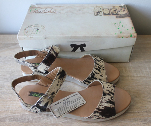 Sandalias Park Lane Cuero Pelos Animal Print Metal