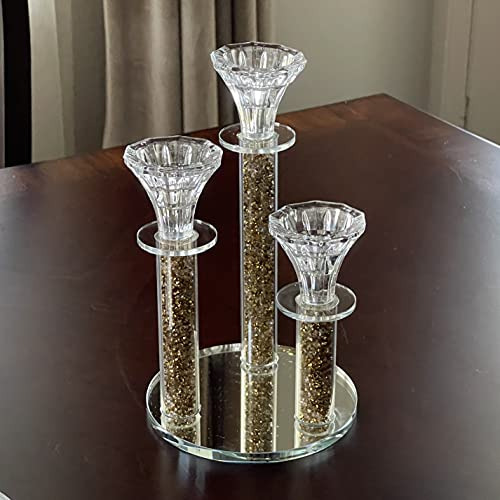 Candelabros De Cristal Para 3 Pilares De 23 Cm