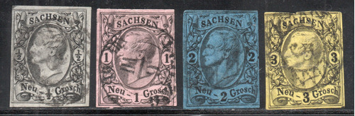 Sajonia O Sachsen (alemania) 4 Sellos Rey John I Año 1855 