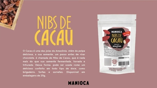 Nibs De Cacau 25g - Manioca 100% Natural Vegano Amazônia