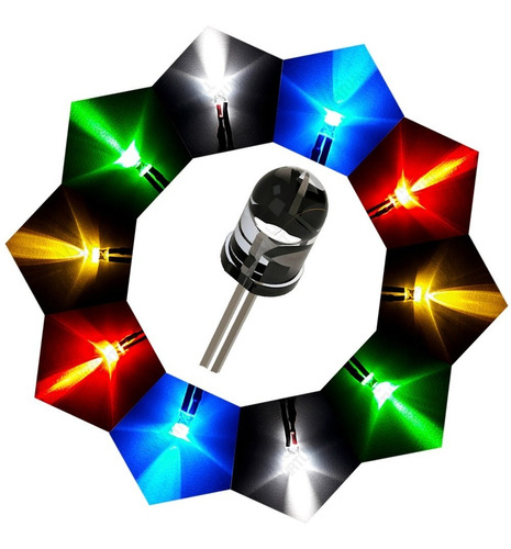 Imagem 2 de 3 de Kit 50x Led 5mm Brilho Azul Vermelho Verde Amrl +resistores