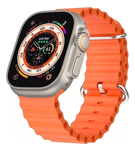 Smartwatch W68+ Ultra Series 8 Nfc 49mm F Caixa Branco Pulseira Laranja