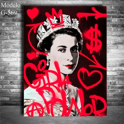 Cuadro Moderno Arte Pop Grafiti Queen Isabel 60x45 Cm Textur