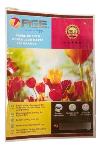 Papel Foto A4 Doble Lado Matte 220gr Age X 500 Hojas Oferta!