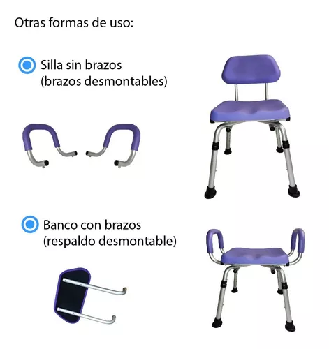 Banco Ducha Con Respaldo Y Brazos Desarmables - Silla