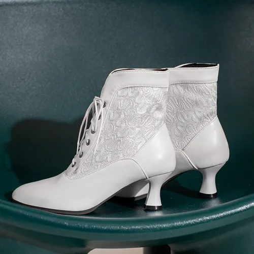 Botas Victorianas De Piel Sint tica Con Cordones Para Mujer