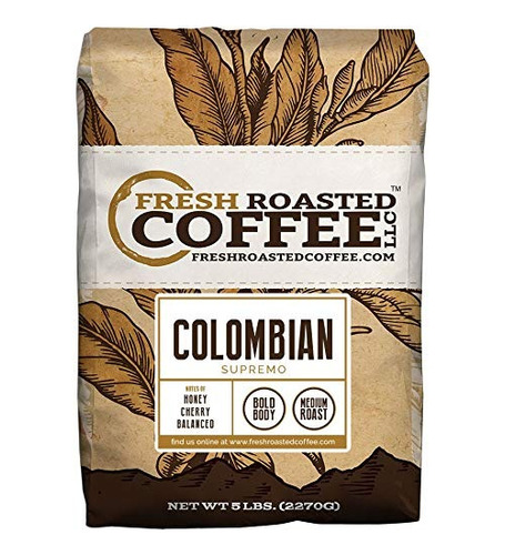 100% De Colombia Supremo Coffee, Whole Bean, Café Asado Fres