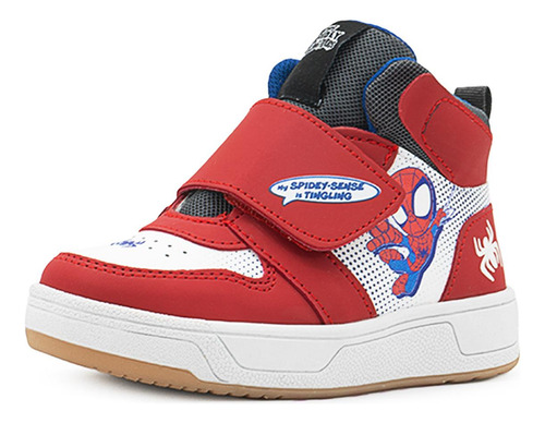 Tenis Bota Para Niño Spider-man Comic Antiderrapante Rojo