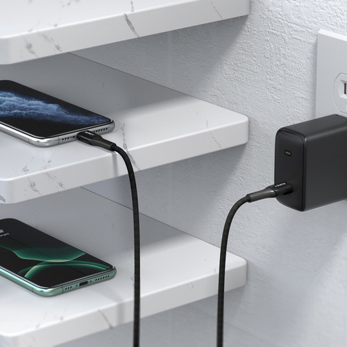 Cable Aukey Kevlar Usb-c A Lightning 2m Cb-akl4 Color Negro