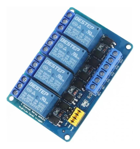 Módulo Rele 3v 10a 4 Canais Com Borne Kre Para Esp32