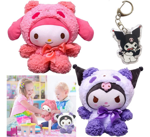 2 Pcs Muñeco Peluche Kuromi De My Melody,25cm Violeta Y Rosa