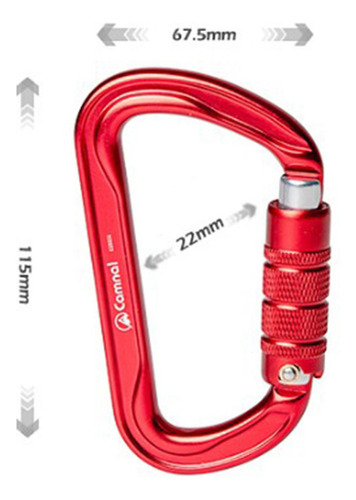 30kn Twist Bloqueo Mosquetón 7075 Aluminio Escalada Rojo