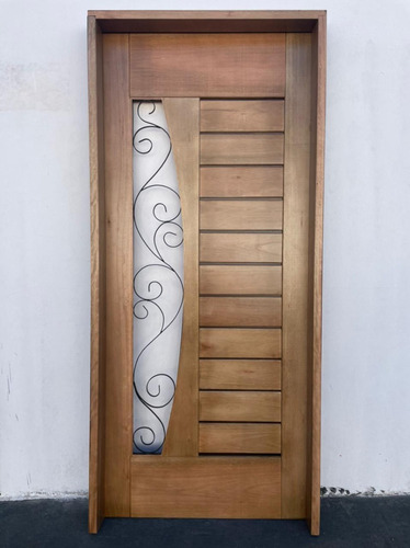 Porta De Madeira Maciça E Ferro Design Moderno 2,10x80