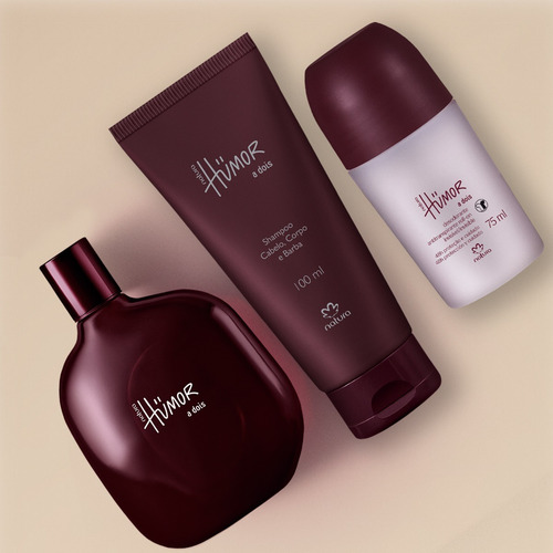 Presente Natura Humor A Dois Masculino (3 Produtos) 1 Deo Colônia 75ml Shampoo 3 Em 1 Cabelo, Corpo E Barba 100ml, 1 Roll-on 75ml 1 Sacola Presente P.