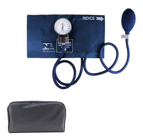 Aparelho Medidor De Pressão Esfigmomanômetro Premium Azul